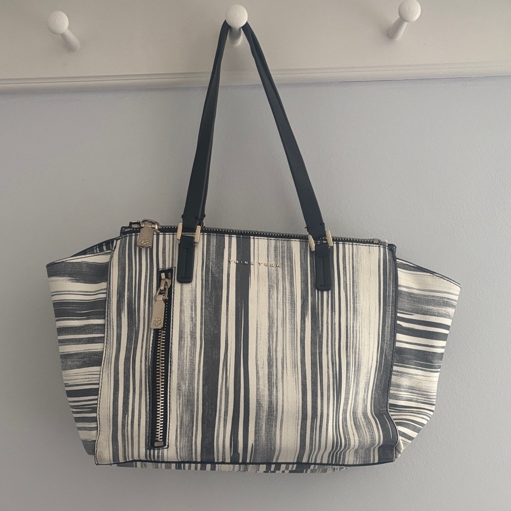 Trina Turk Monochrome Striped Tote